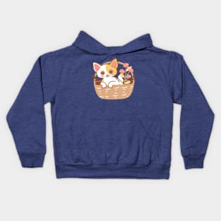 Kitten in Basket Kids Hoodie